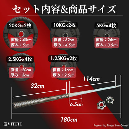 ラバー加工により静音性が抜群！持ちやすい3ケ所のグリップで組み替えも楽々！コスパ最高のバーベルセットで理想のトレーニングをご自宅で実現 【VITFIT】家トレ特化 28mm対応 バーベルプレート 60kg/80kg/100kgセット ラバープレート 静音/防傷加工 ホームジム ベンチプレス スクワット 家トレ (ヴィットフィット)■現役トレーナー監修■