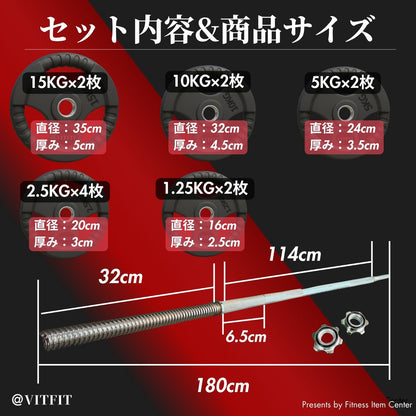 ラバー加工により静音性が抜群！持ちやすい3ケ所のグリップで組み替えも楽々！コスパ最高のバーベルセットで理想のトレーニングをご自宅で実現 【VITFIT】家トレ特化 28mm対応 バーベルプレート 60kg/80kg/100kgセット ラバープレート 静音/防傷加工 ホームジム ベンチプレス スクワット 家トレ (ヴィットフィット)■現役トレーナー監修■